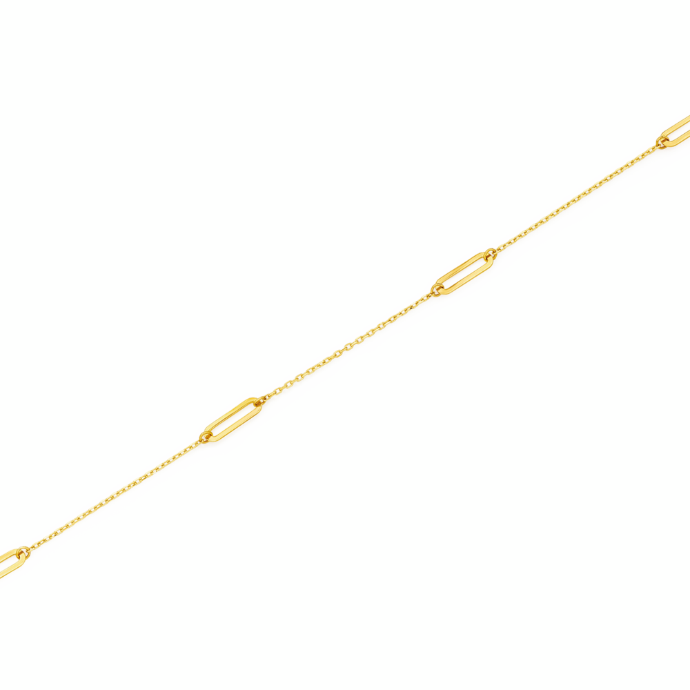 9ct Gold 19cm Mini Paperclip and Trace Bracelet