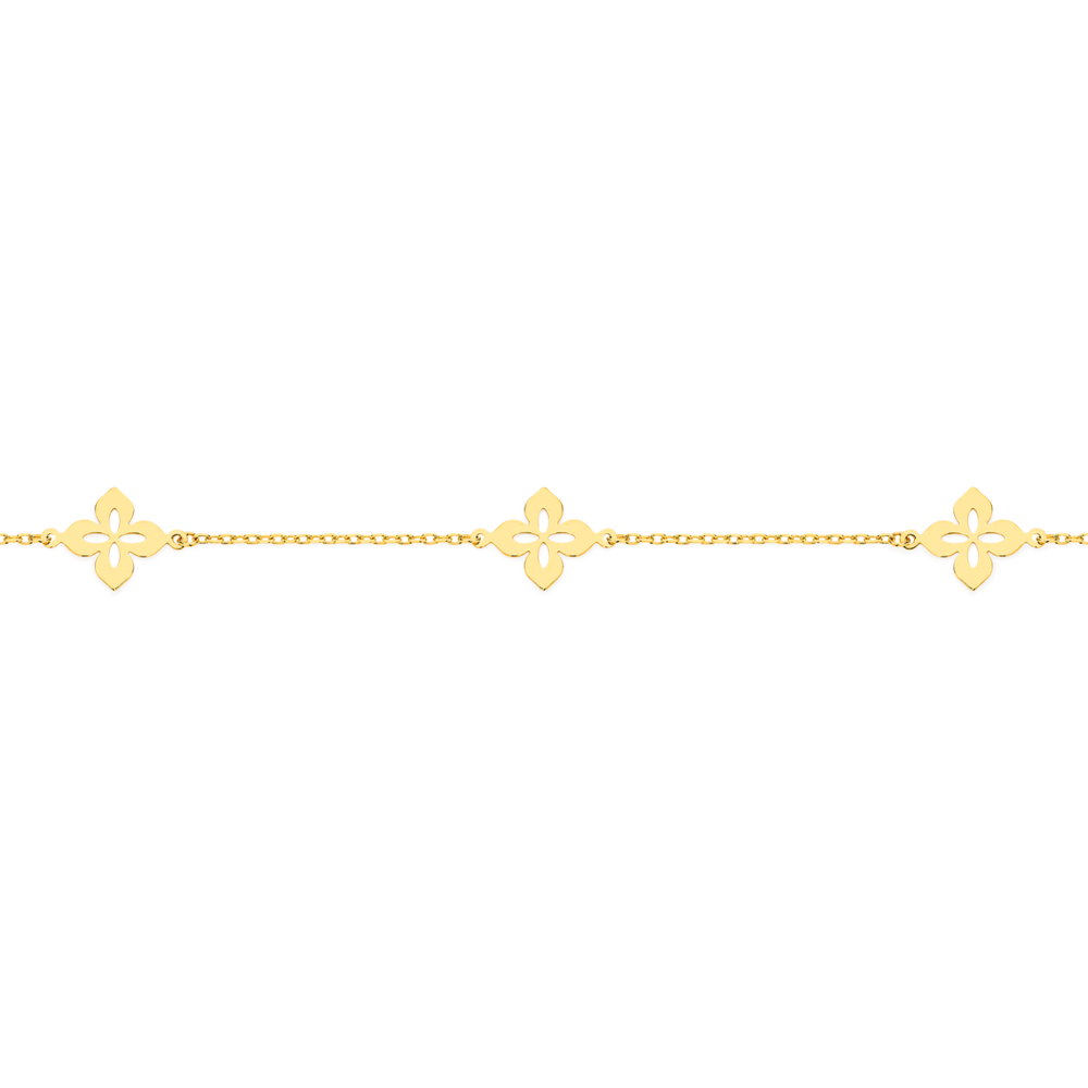 9ct Gold 19cm Multi Cut-Out Flower Bracelet