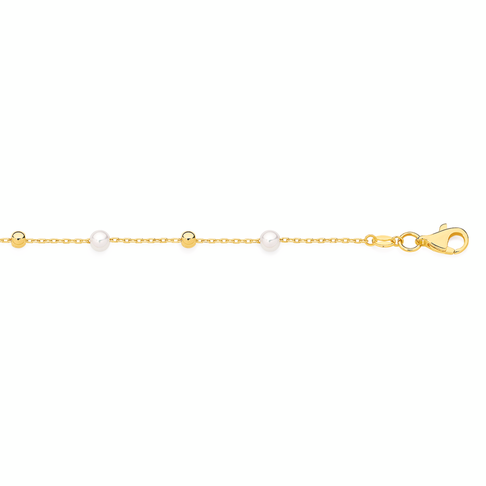 9ct Gold 19cm Pearl Beaded Bracelet