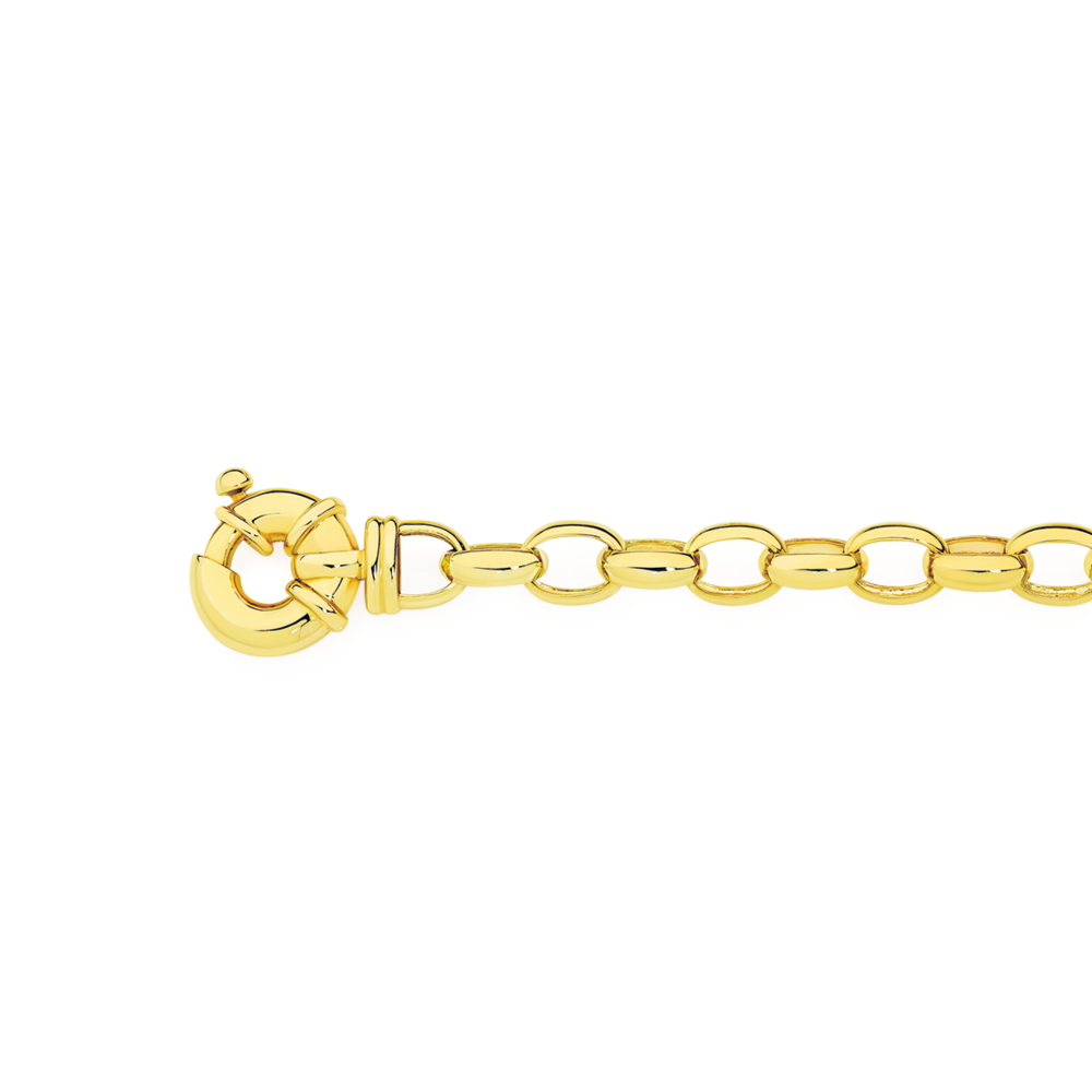 18ct Yellow Gold Plated Belcher Chain Bracelet with a Filigree Locket  Featuring a Simulated Ruby  Fashion Reflection