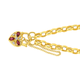 9ct Gold 19cm Solid Belcher Diamond & Created Ruby Padlock Bracelet