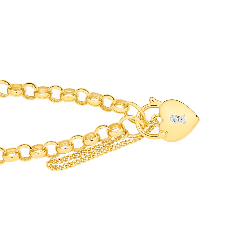 Buy 9ct Yellow Gold Belcher Cubic Zirconia Bracelet For a Children 102159  from jewellery shop FJewellery