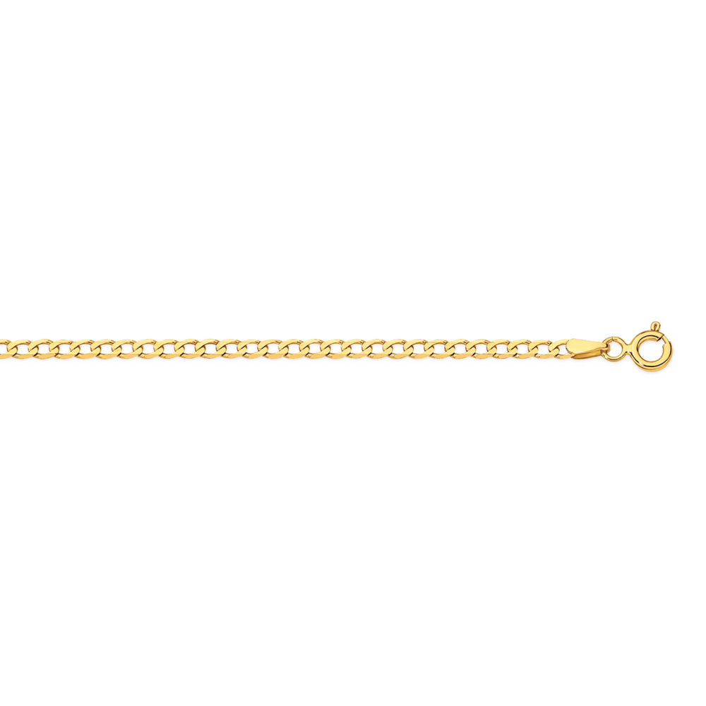 9ct Gold 19cm Solid Curb Bracelet