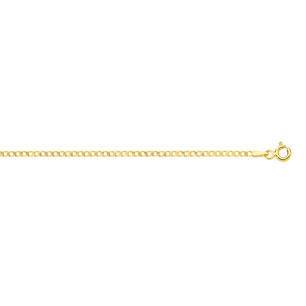 9ct Gold 19cm Solid Diamond Cut Curb Bracelet