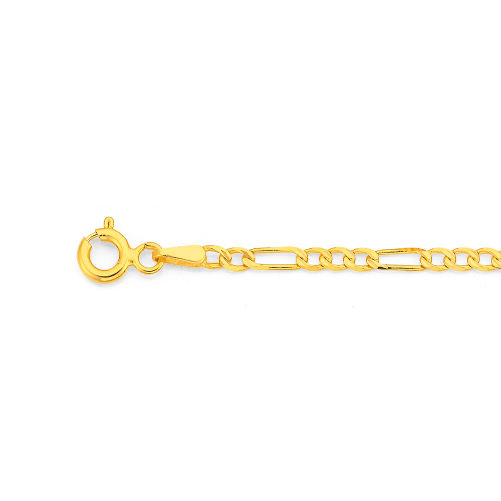 Vintage 9ct yellow gold figaro bracelet 7.2