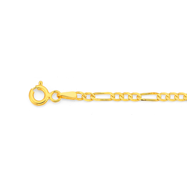 9ct Gold 19cm Solid Figaro Bracelet