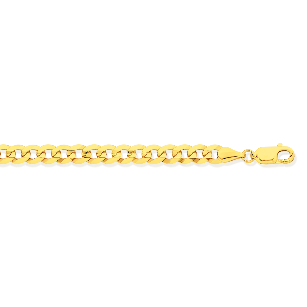 9ct Gold 19cm Solid Flat Curb Bracelet