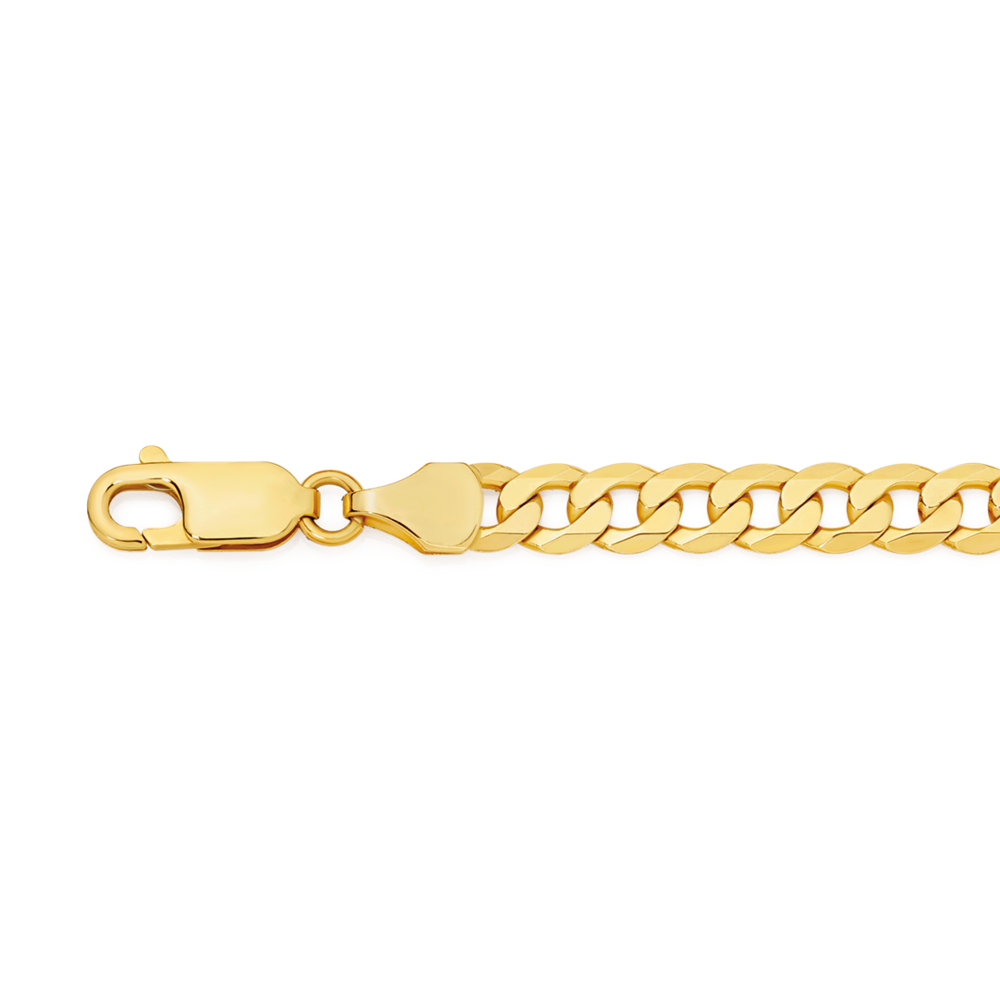9ct Gold 19cm Solid Flat Curb Bracelet Prouds