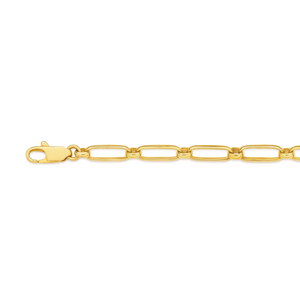 9ct Gold 19cm Solid Round & Oval Link Bracelet