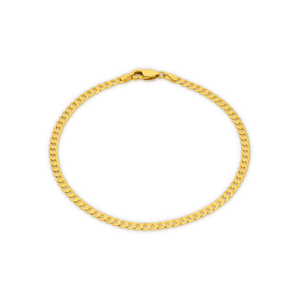 9ct Gold 20.5cm Solid Curb Bracelet