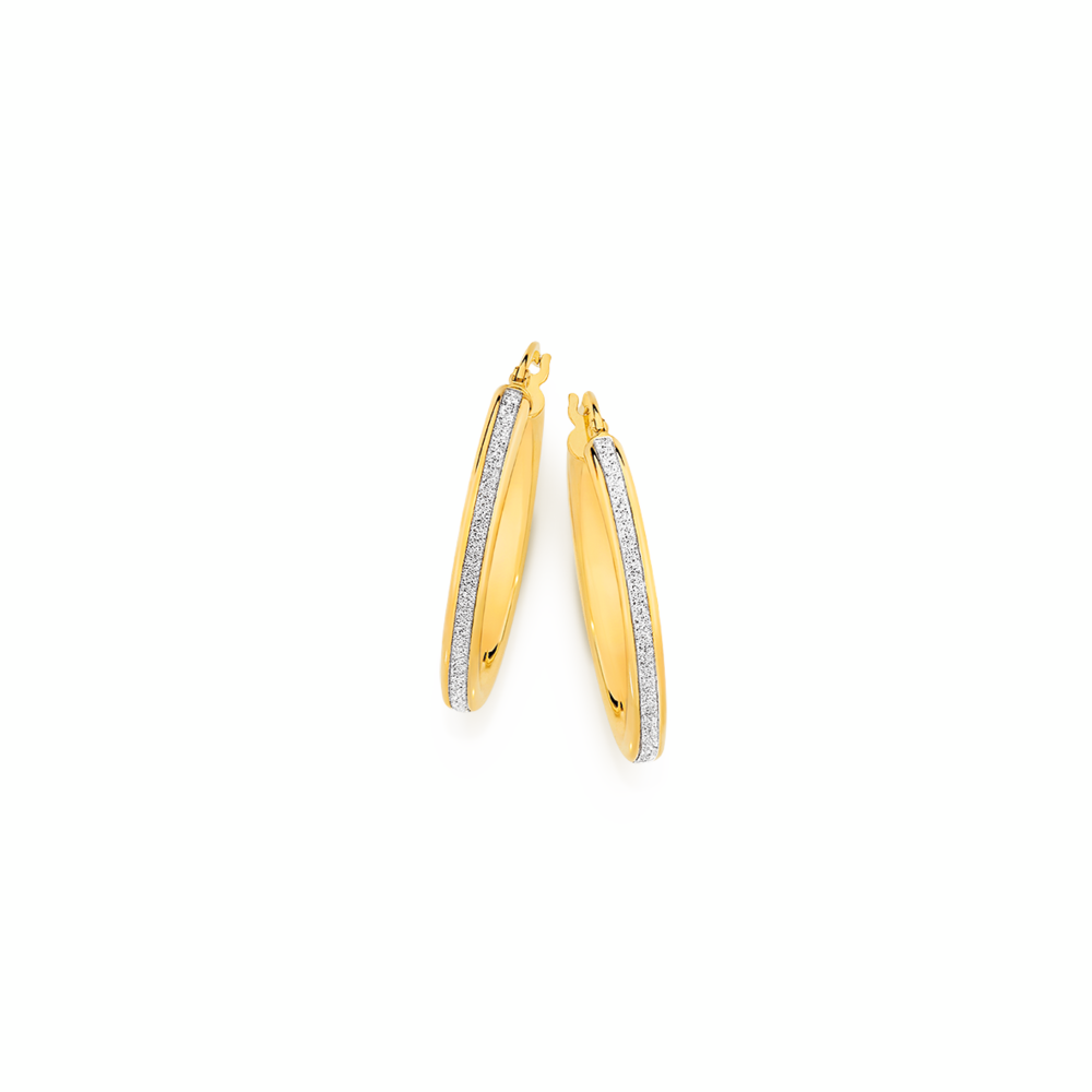 9ct Gold 20mm Glitter Hoop Earrings