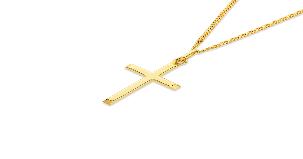 9ct Gold 20mm Plain Cross Pendant Prouds
