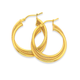 9ct Gold 20mm Plain & Patterned Triple Hoop Earrings