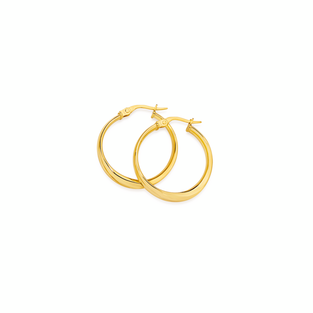 9ct Gold 20mm Slight Twist Hoop Earrings