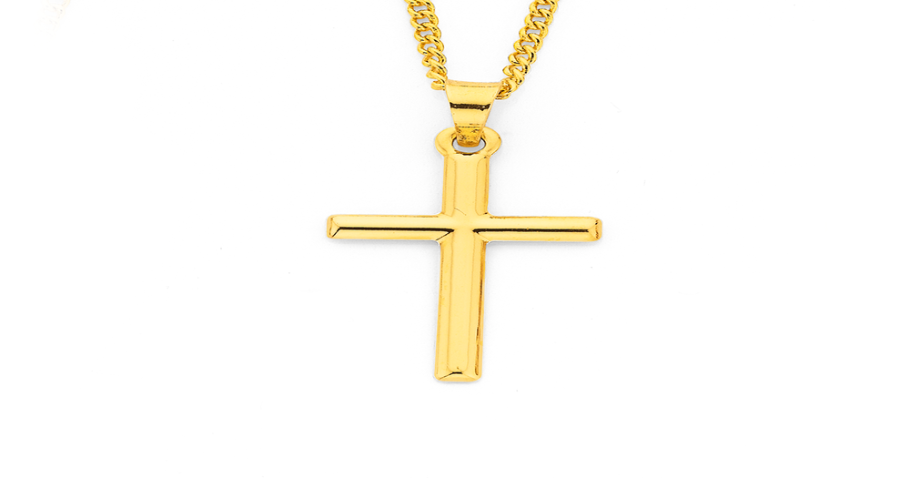 9ct Gold 21mm Plain Cross Pendant Prouds