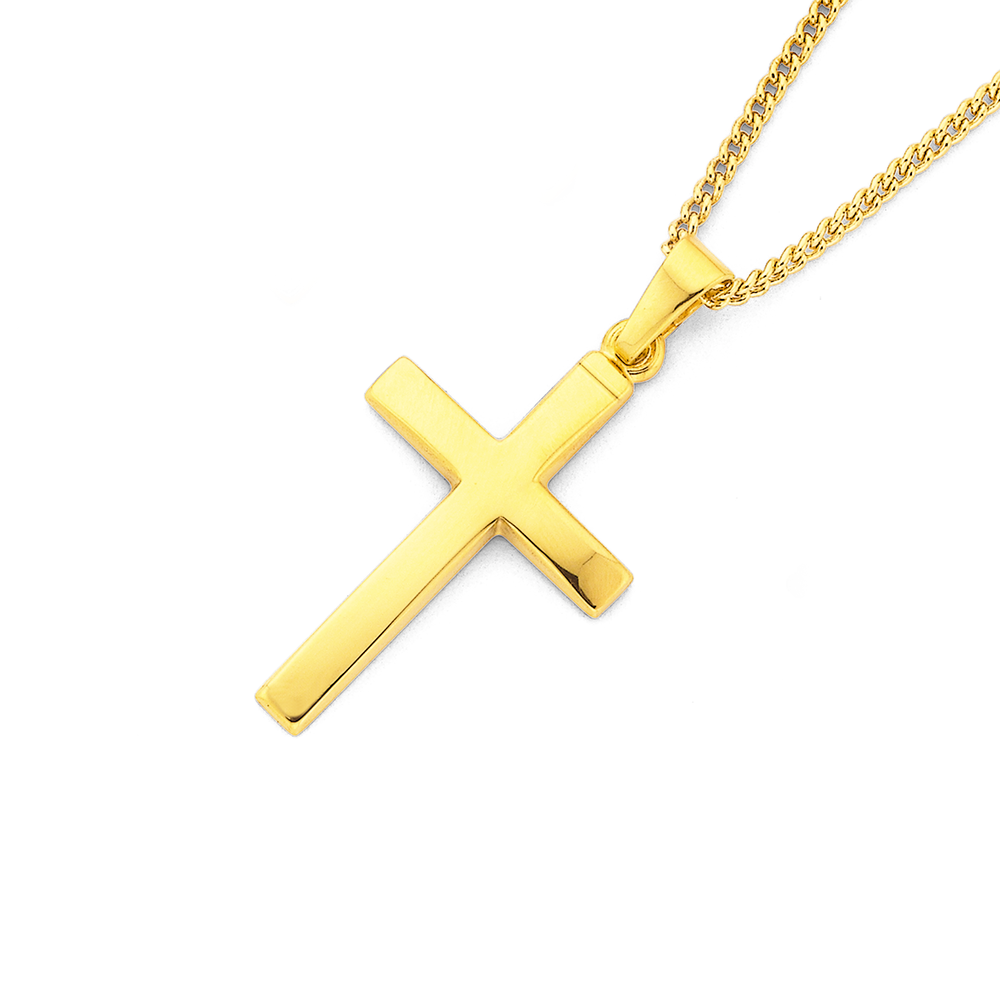 24K Gold Chain Style Cross Pendant Necklace on sale Spring 20