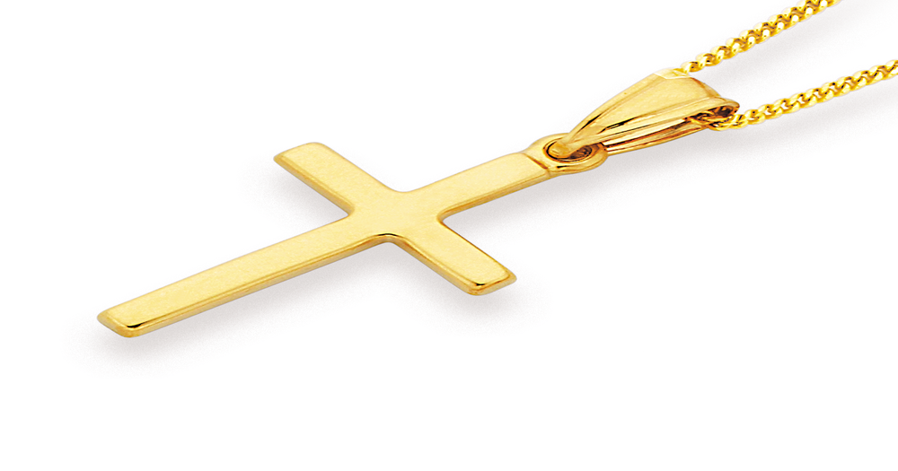 9ct Gold 22mm Plain Cross Pendant Prouds