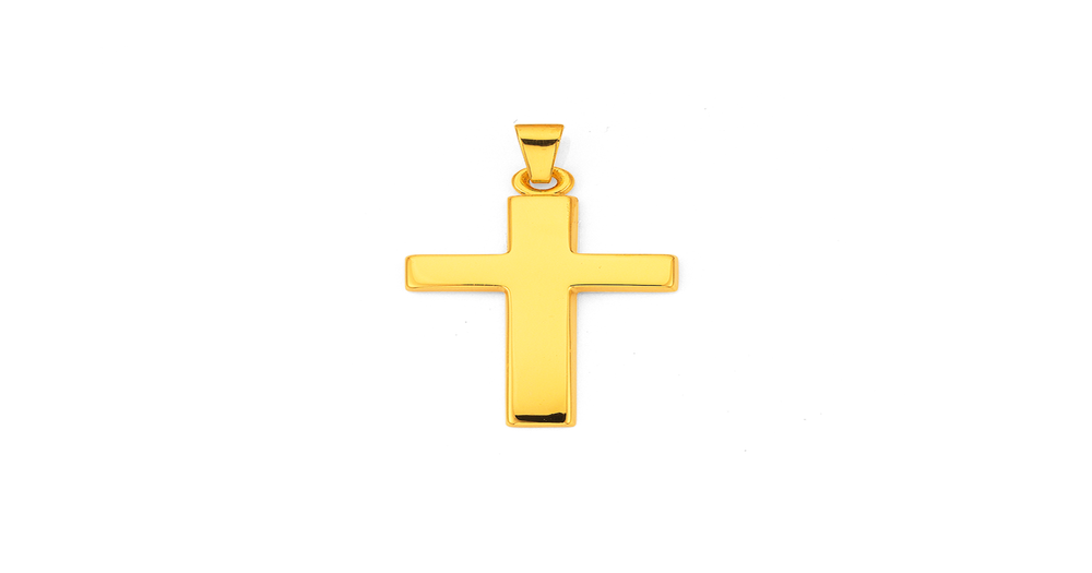 9ct Gold 25mm Cross Pendant Prouds