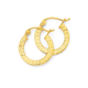 9ct Gold 2.5x10mm Diamond-cut Flat Hoop Earrings