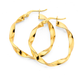 9ct Gold 2.5x20mm Ribbon Twist Hoop Earrings