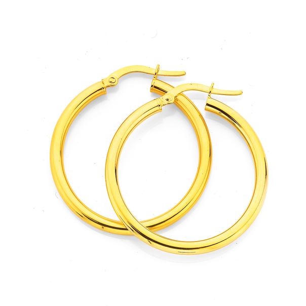 9ct Gold 2.5x25mm Polished Hoop Earrings