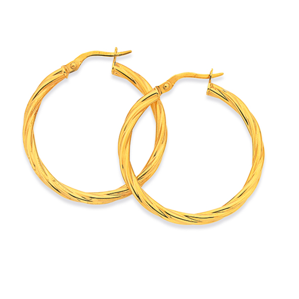 9ct Gold Twist Hoop Earrings Prouds