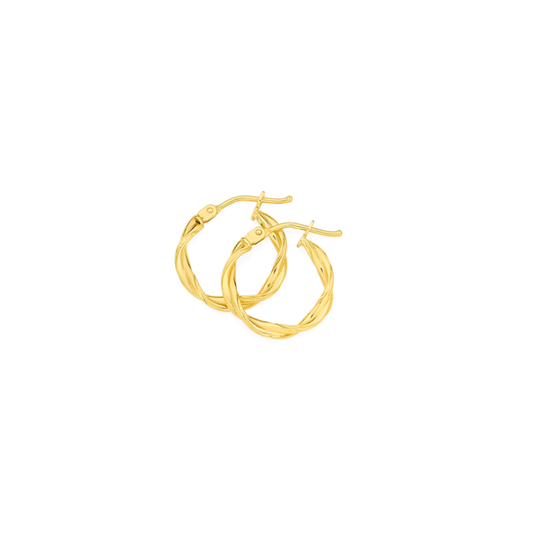 9ct Gold 2x10mm Entwined Twist Hoop Earrings
