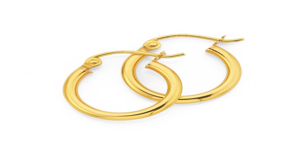 9ct Gold 2x10mm Polished Hoop Earrings | Prouds