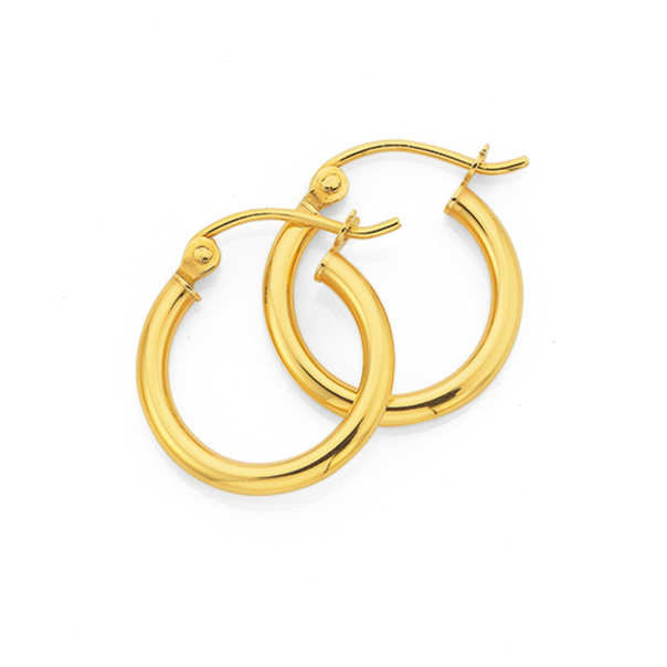 9ct Gold 2x10mm Polished Hoop Earrings