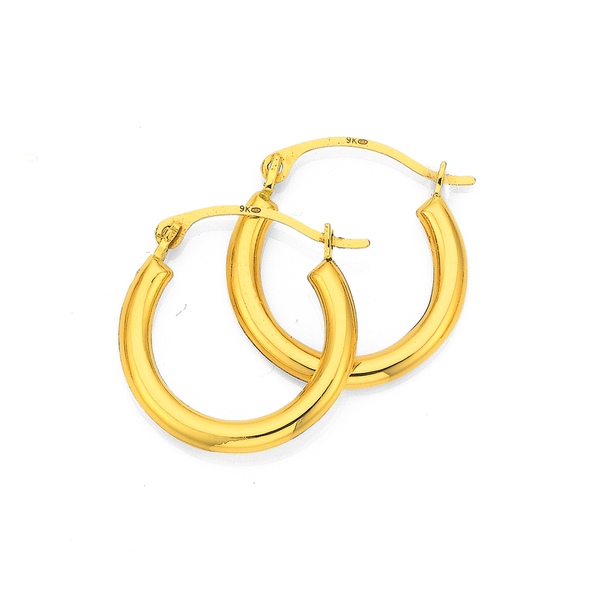 9ct Gold 2x12mm Polished Hoop Earrings