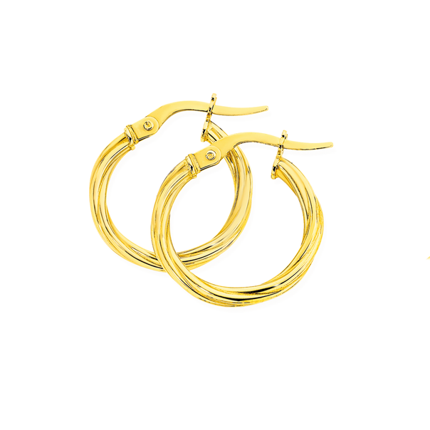 9ct Gold 2x12mm Twist Hoop Earrings