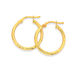 9ct Gold 2x15mm Diamond-Cut Hoop Earrings