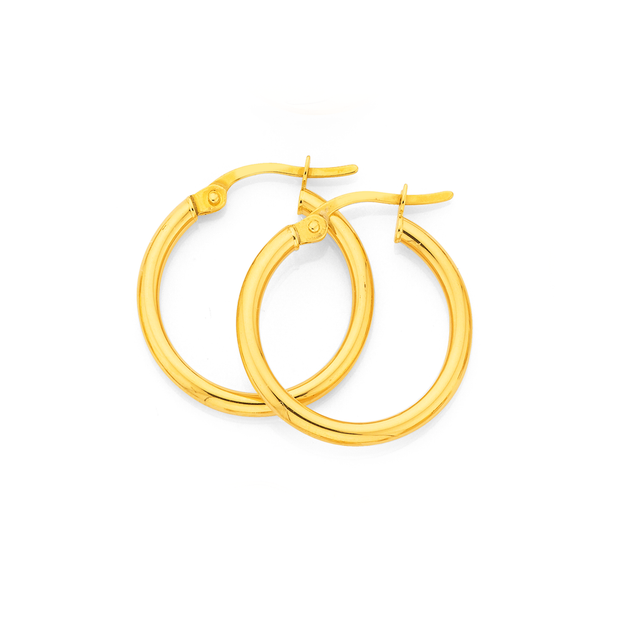 9ct Gold 2x15mm Polished Hoop Earrings | Prouds