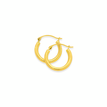 9CT GOLD 2X15MM POLISHED HOOP EARRINGS