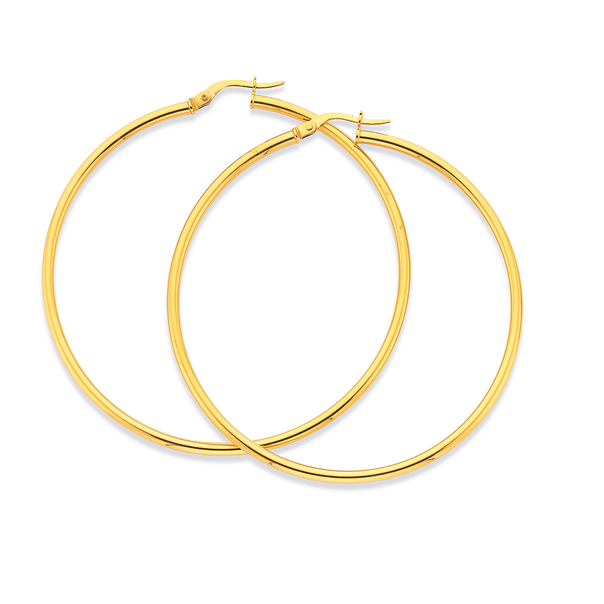 9ct Gold 2x50mm Polished Hoop Earrings
