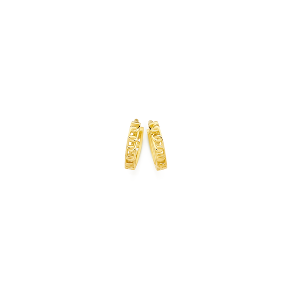 9ct Gold 2x8mm Curb Link Pattern Huggie Earrings