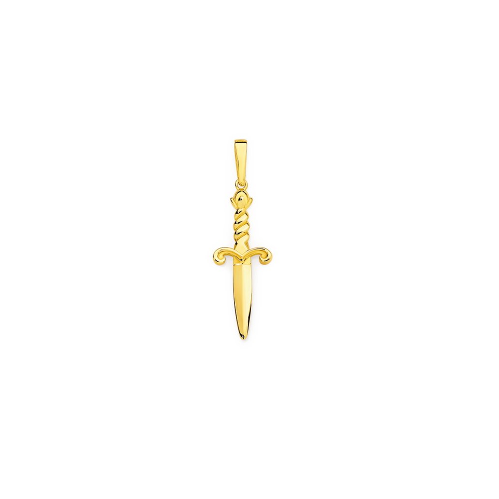 9ct Gold 31mm Dagger With Twist Handle Pendant Prouds