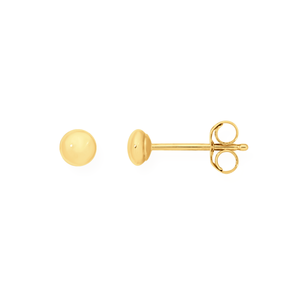 9ct Gold 3mm Flat Ball Stud Earrings Prouds