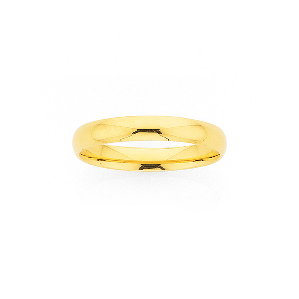 9ct Gold 3mm Half Round Wedding Band - Size N