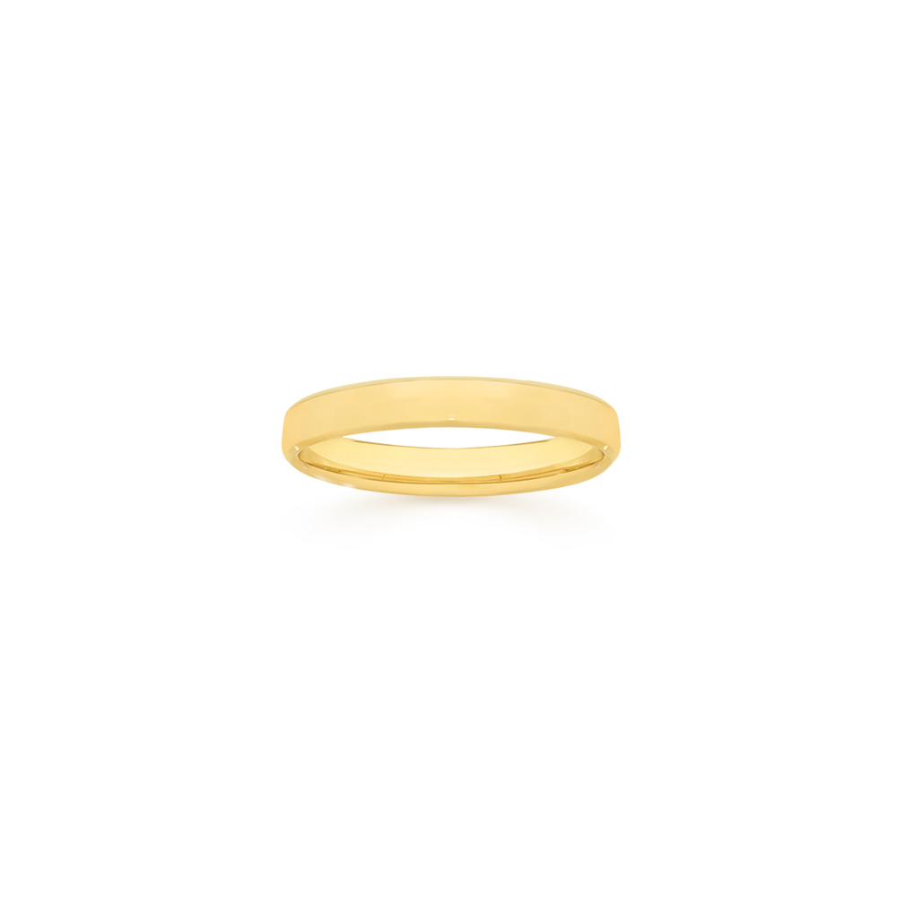 9ct Gold 3mm Round Bevelled Edge Wedding Band - Size N