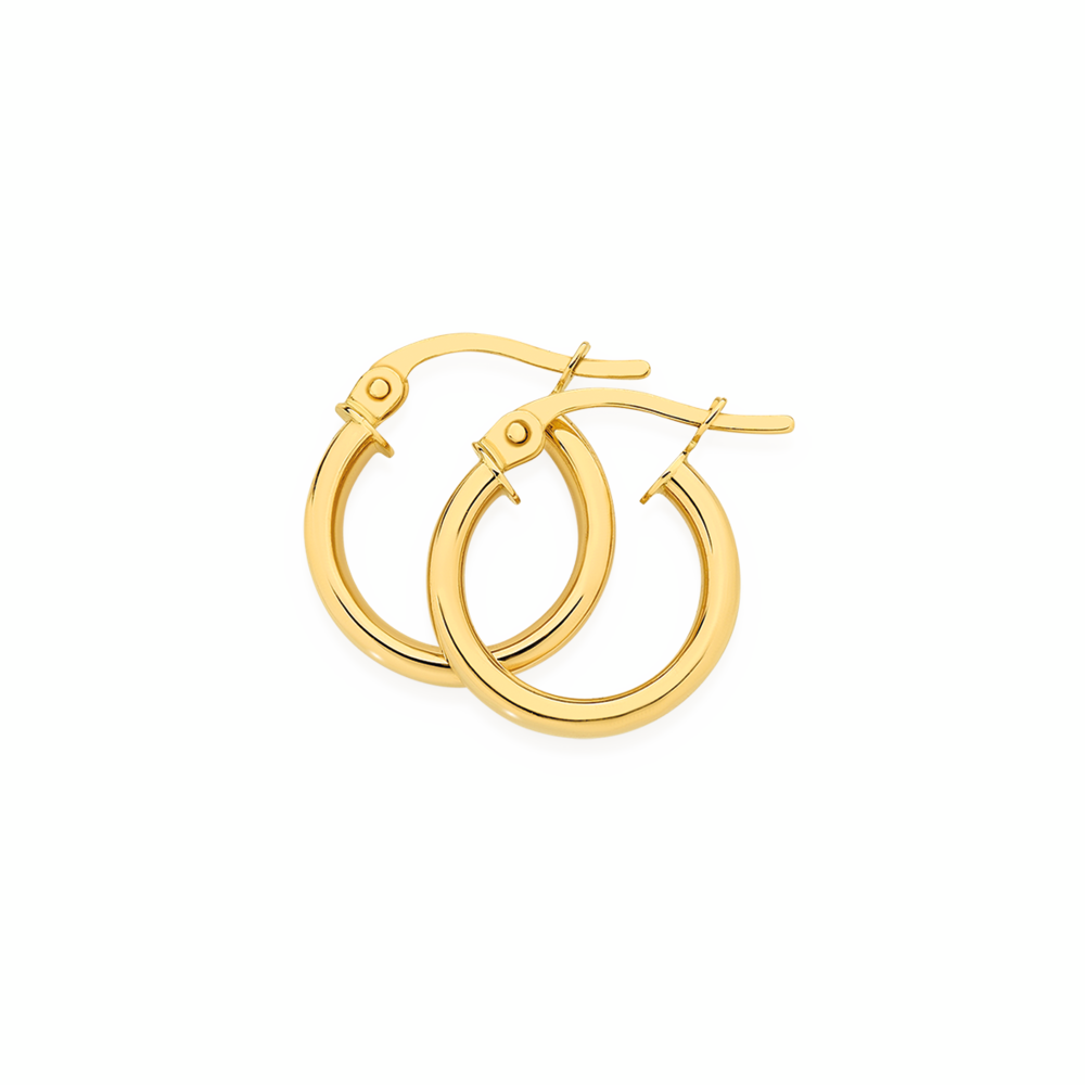 9ct Gold 3x10mm Square Tube Hoop Earrings