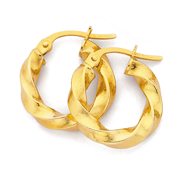 9ct Gold 3x10mm Twist Hoop Earrings | Earrings | Prouds The Jewellers