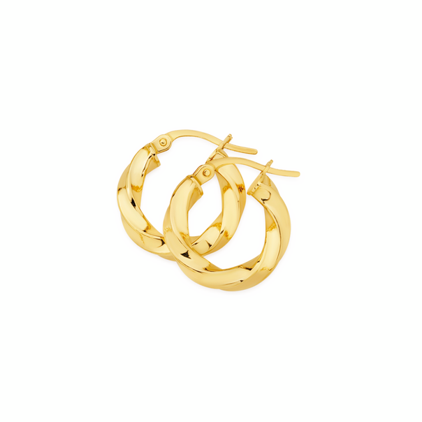 9ct Gold Twist Hoop Earrings 9ct Gold 3x10mm Twist Hoop Earrings | Earrings | Prouds The Jewellers
