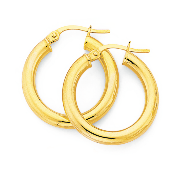 9ct Gold 3x15mm Polished Hoop Earrings