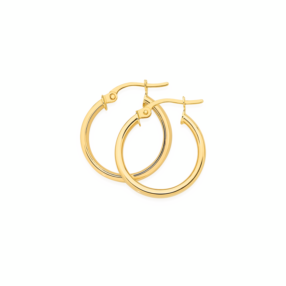 9ct Gold 3x15mm Square Tube Hoop Earrings