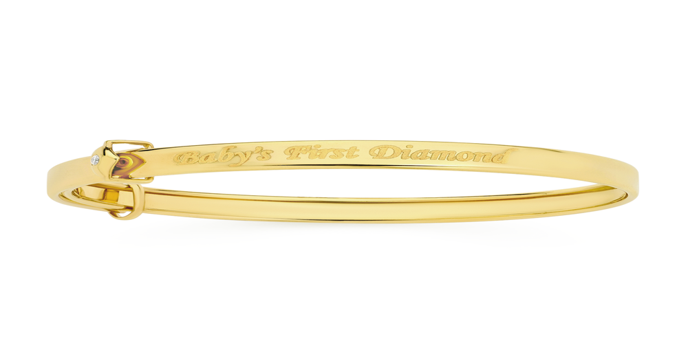 9ct Gold 40mm 'baby's First Diamond' Diamondset Bangle Prouds