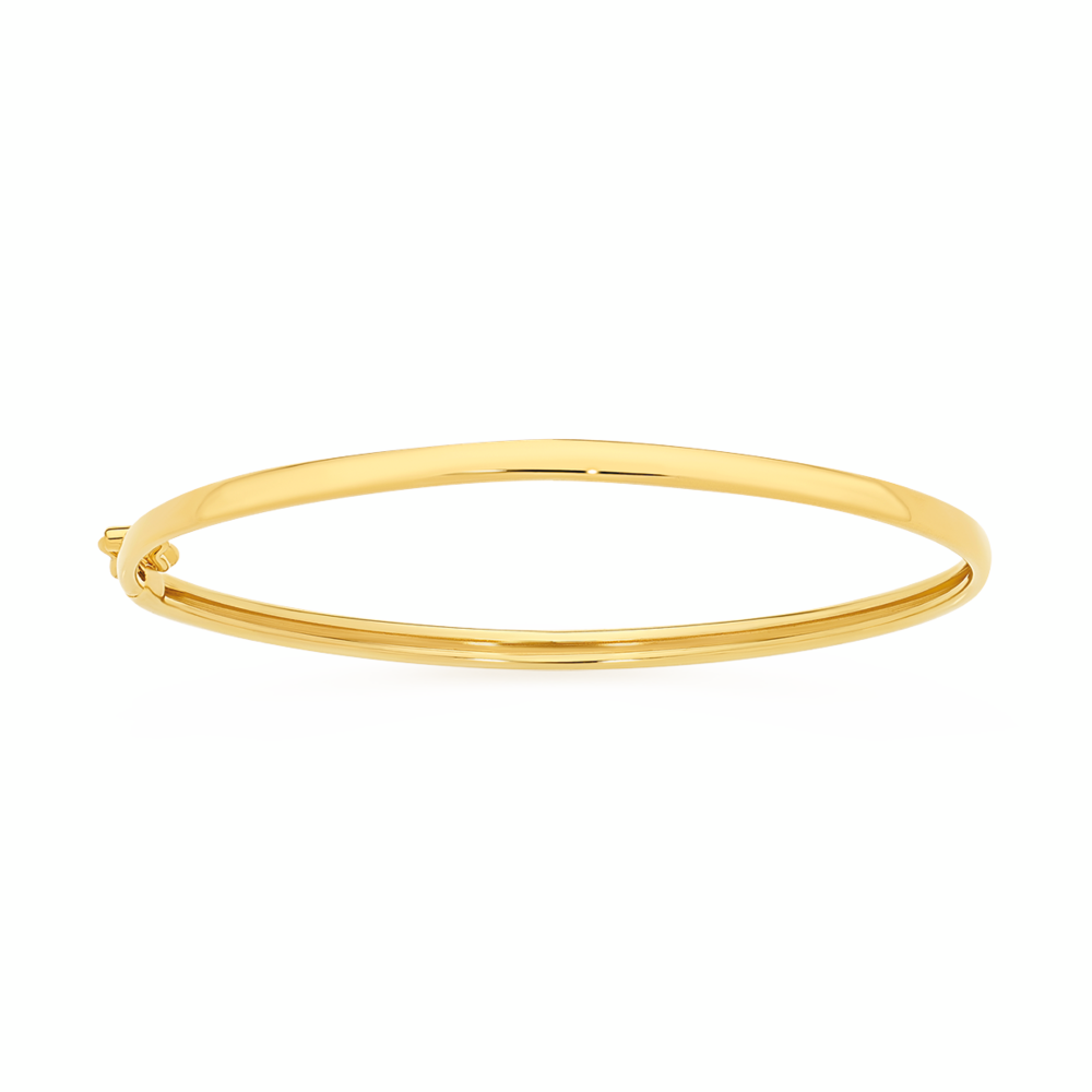 9ct Gold 40mm Half Round Polished Hinged Kid's Bangle