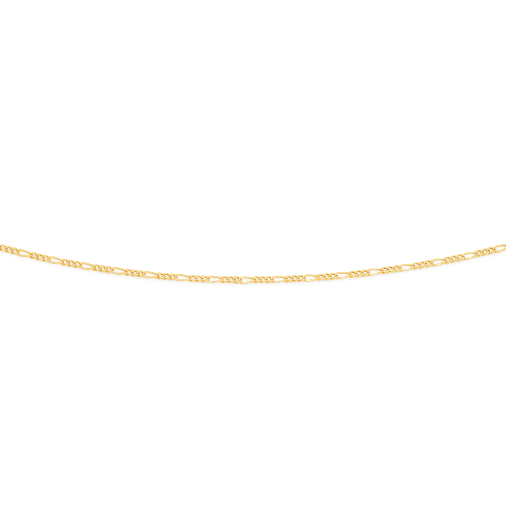 9ct Gold 42cm Solid Figaro 3+1 Chain