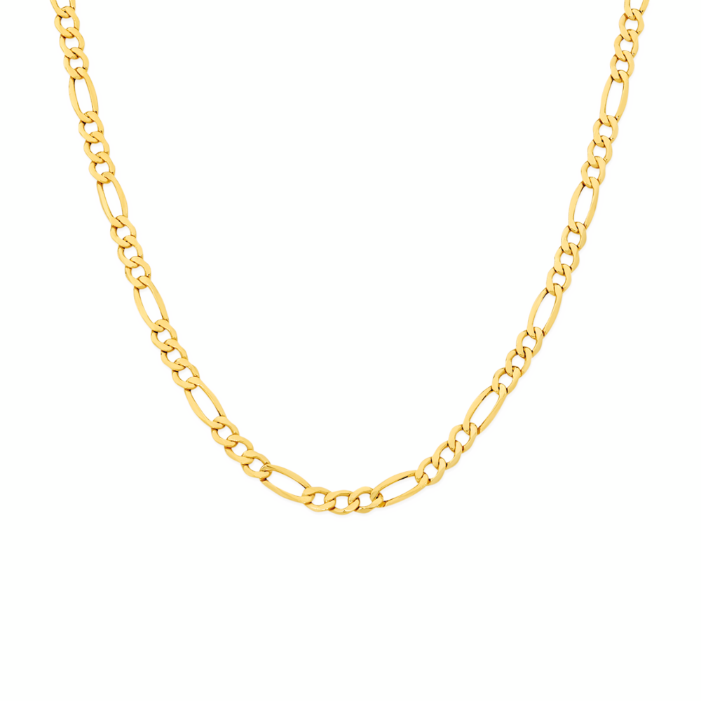 9ct Gold 45cm Hollow Figaro 3+1 Chain