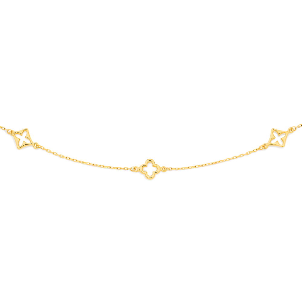 9ct Gold 45cm Multi-Open Clover Necklet